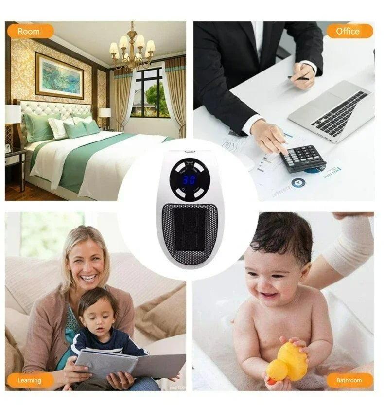 Portable Heater Electric Heater Plug-in Room Heater Home Appliance Heating Furnace Mini Radiator Remote Heating 500W