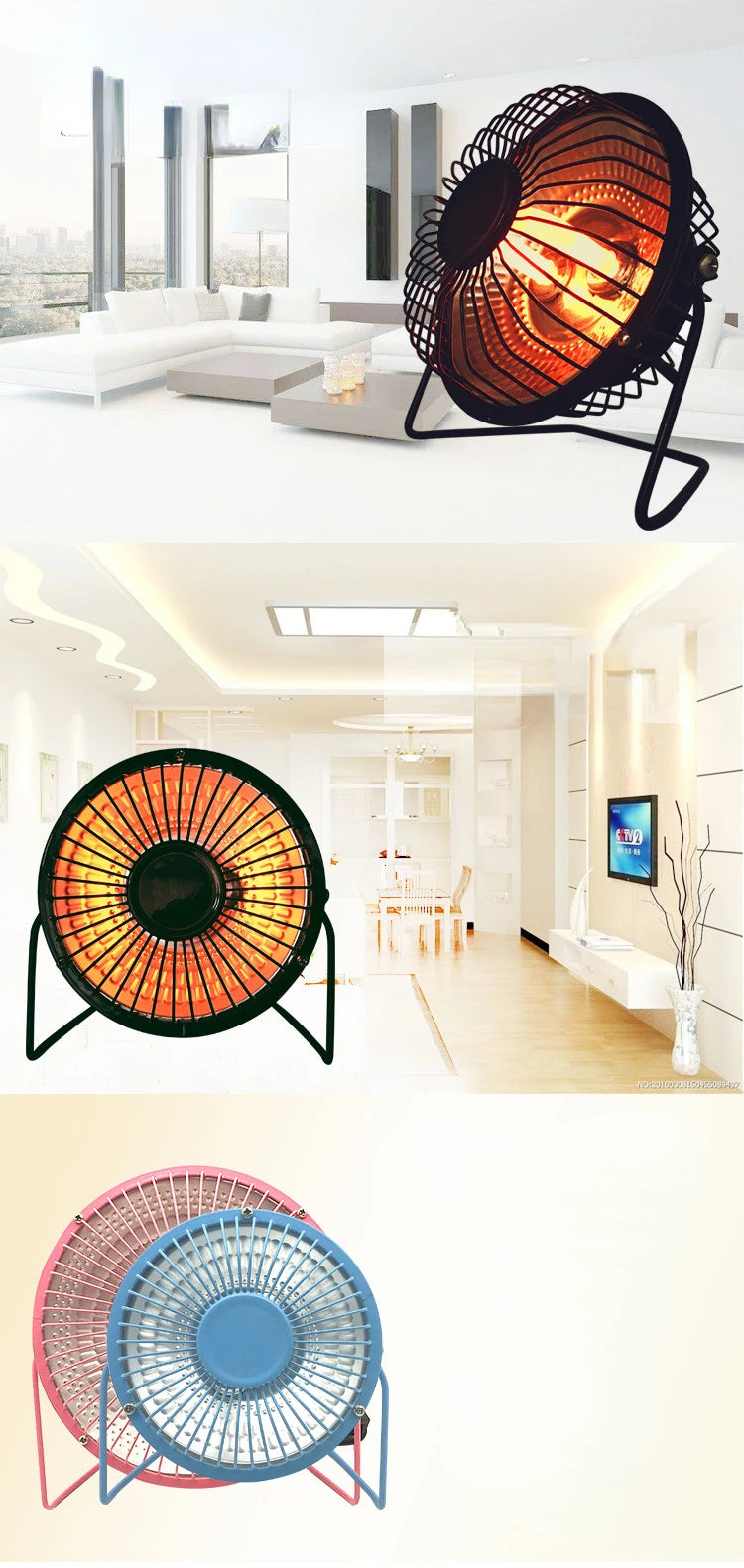 Portable 220V Mini Quartz Heater – 200/400W Desktop Warmer